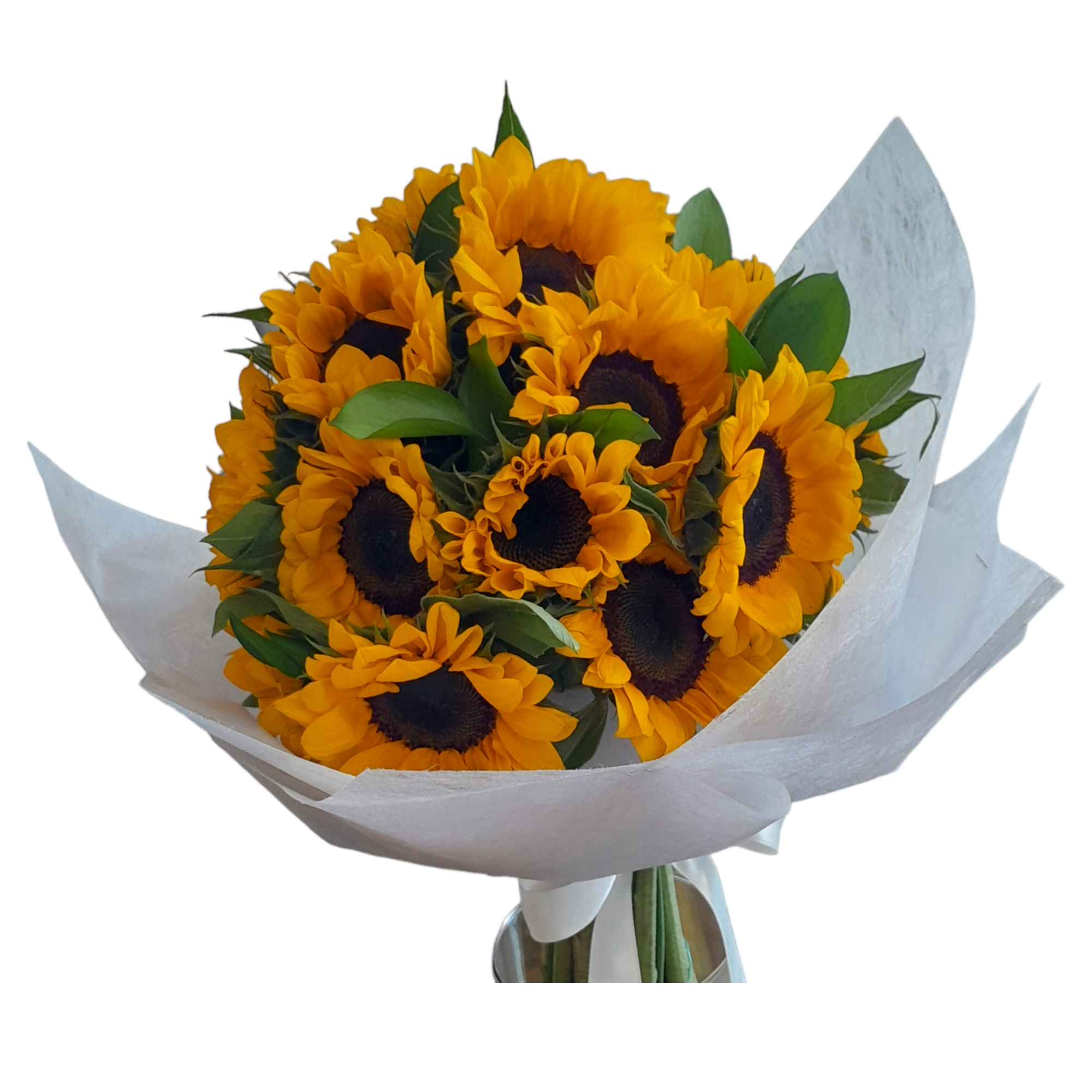 Ramo de girasoles y ruscus hecho por Brisadi en Quito, Ecuador