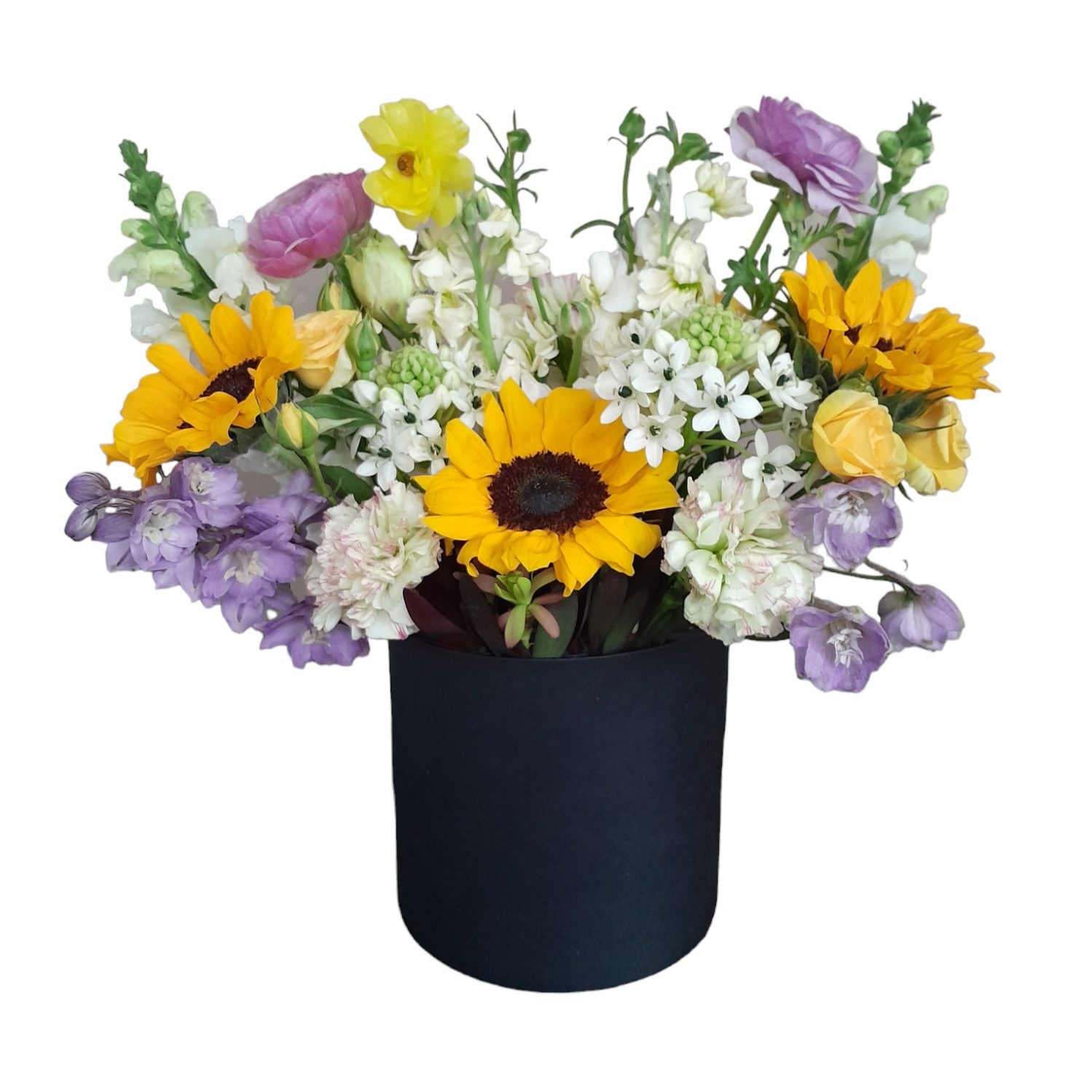 Caja de Girasoles con flores de temporada hecho por Brisadi en Quito, Ecuador